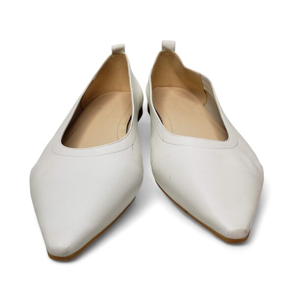 Everlane Day Glove Pointed Toe Flats Women's Antique White Leather Slip On 5.5 - Picture 2 of 8